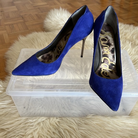 Sam Edelman blue heels with silver stiletto heel - Picture 2 of 8